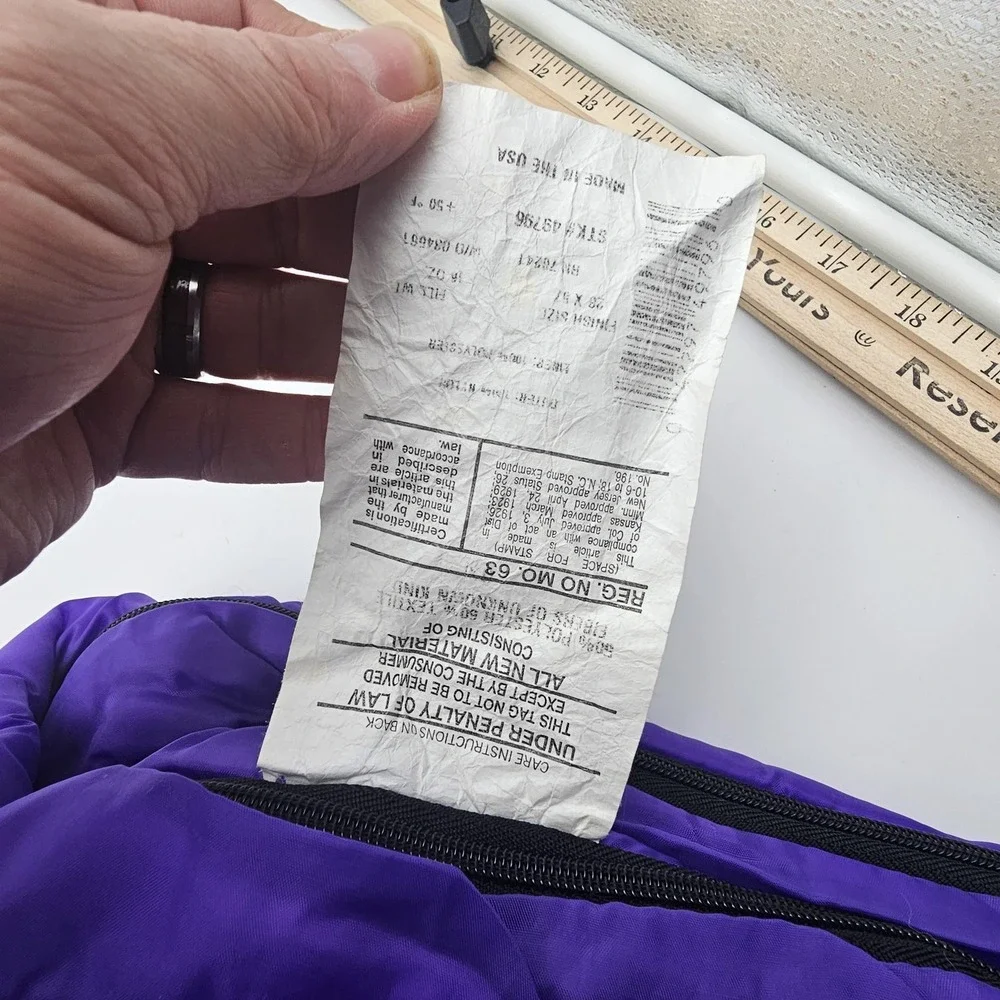 Vintage Kids Sleeping Bag‎ Small Backpack Carrier Purple Stick Figure Camping